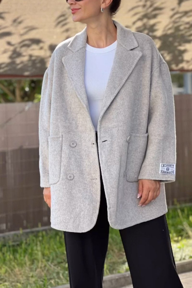 Women's Winter Coat with A Solid Color Lapel oat