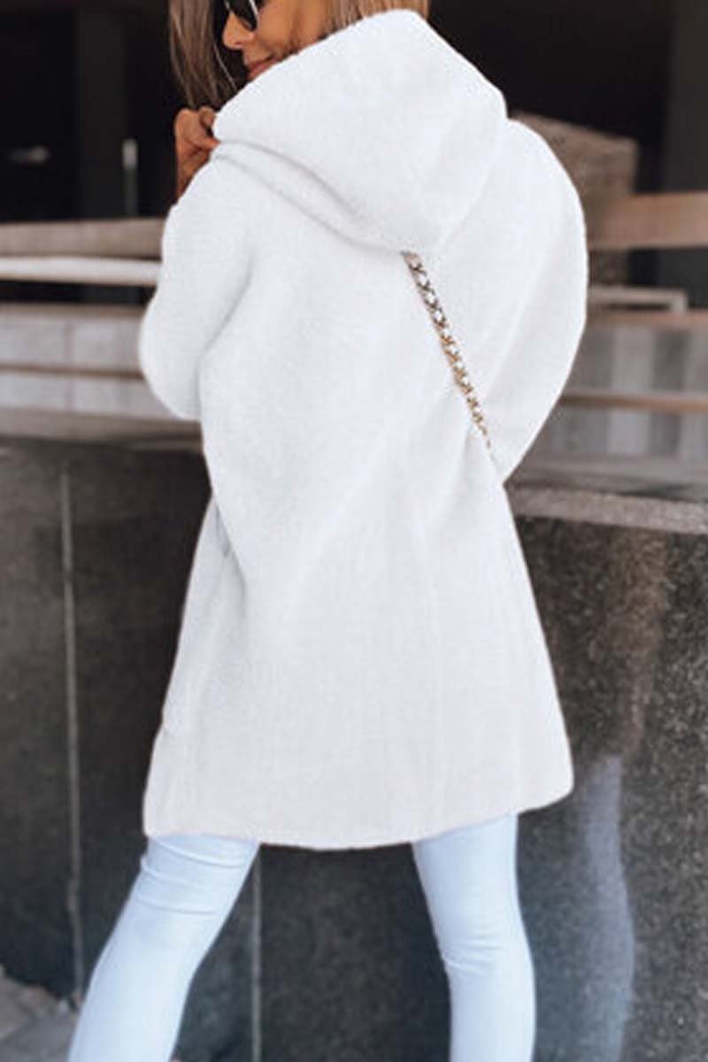 Women's Casual Loose Dolman Sleeve Plush Hooded Coat