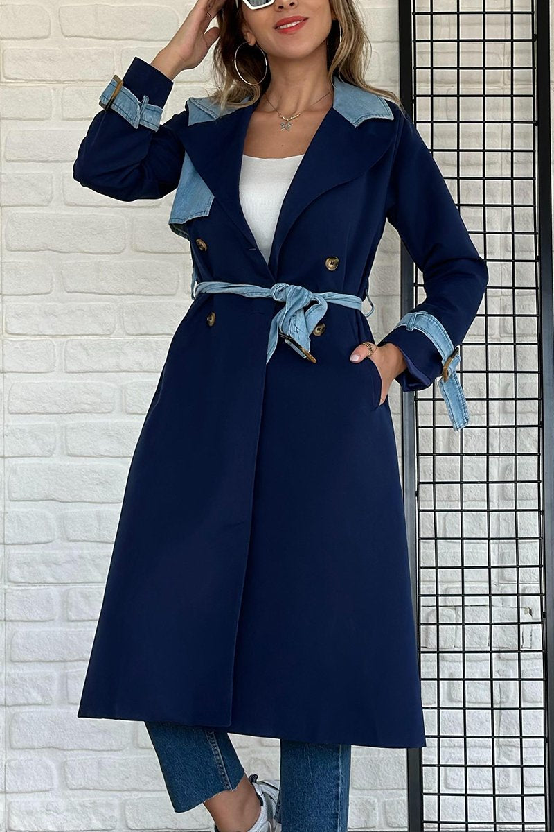 Women's Elegant Colorblocked Long Coat