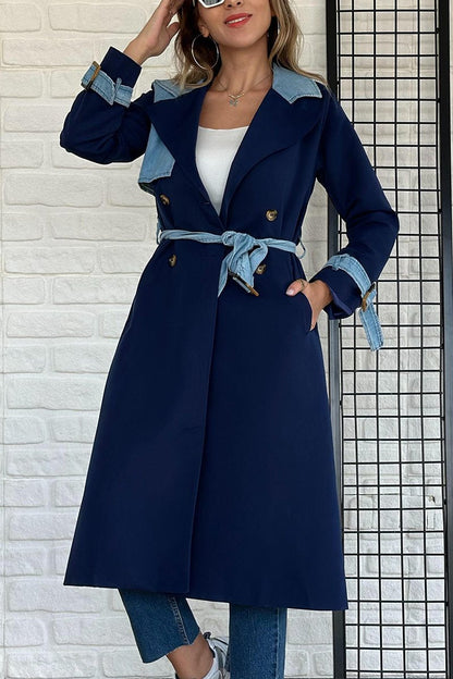 Women's Elegant Colorblocked Long Coat