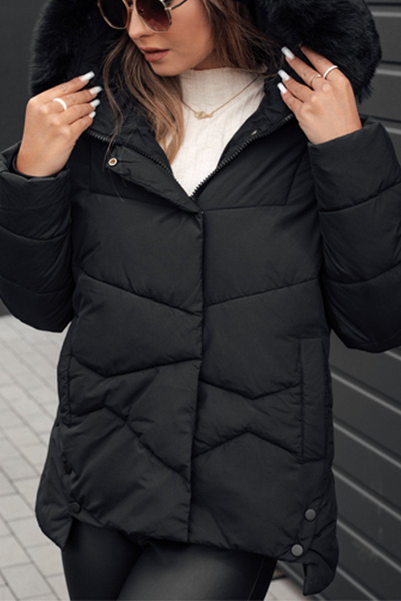 Women's Casual Hooded Thick Coat black