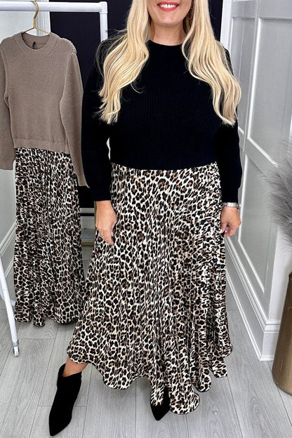 Women's Round Neck Leopard Print Dress