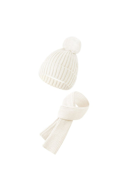 Knitted Hat, Double-layer Fleece Warm Wool Scarf, Gloves, Three-piece Set white-two-piece set One size