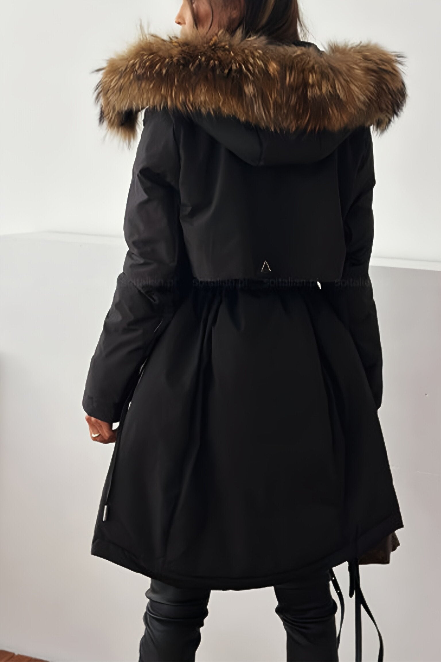 Women's Casual Hooded Fur Hat Mid-length Thick Coat