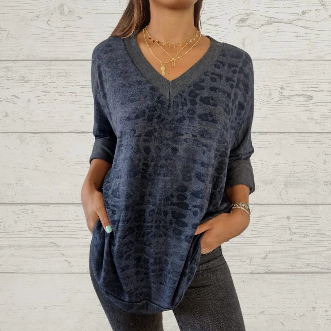 Casual V-neck Printed Top