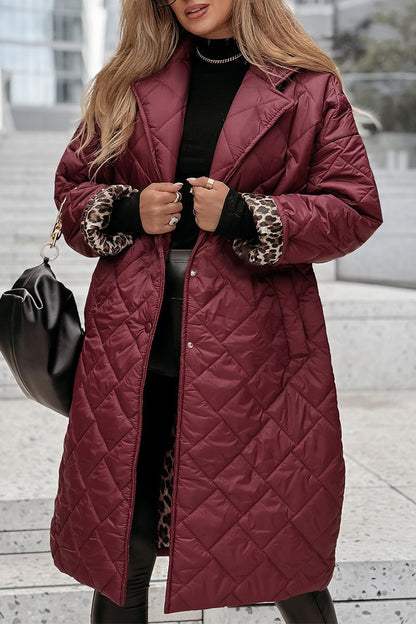 Women's Solid Color Lapel Long Coat red