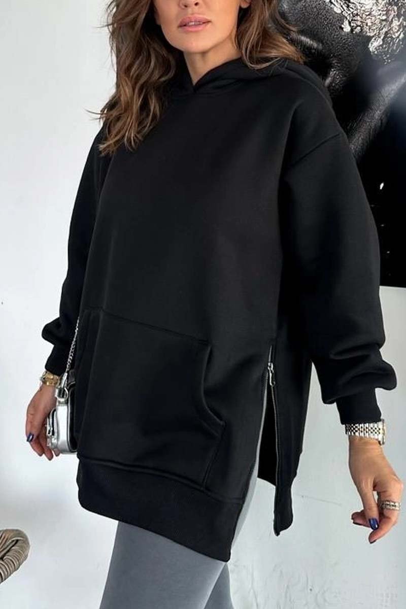 Women's Casual Side Zip Hooded Sweatshirt