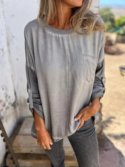 Casual Round Neck Top gray