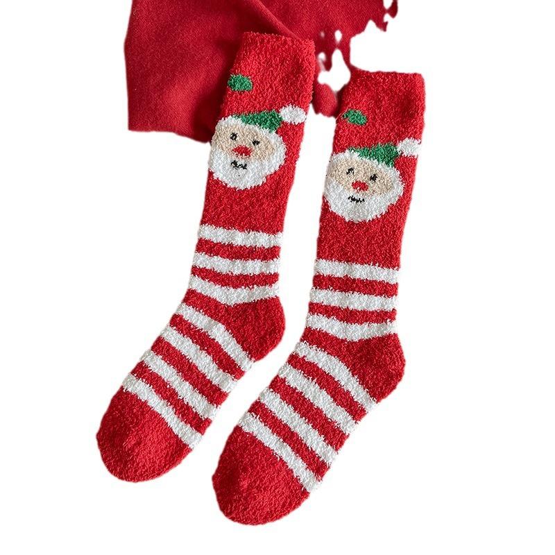 Women's Christmas Non-shedding thickened coral fleece stockings