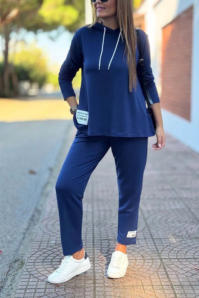 Women's Casual Hooded Sports Suit Blue