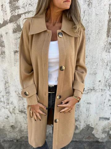 Casual Lapel Long Coat brown