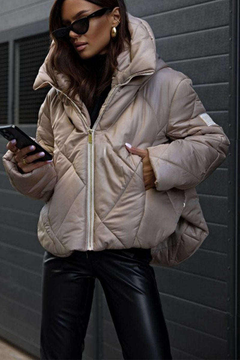 Women's Casual Hooded Thick Cotton Coat apricot