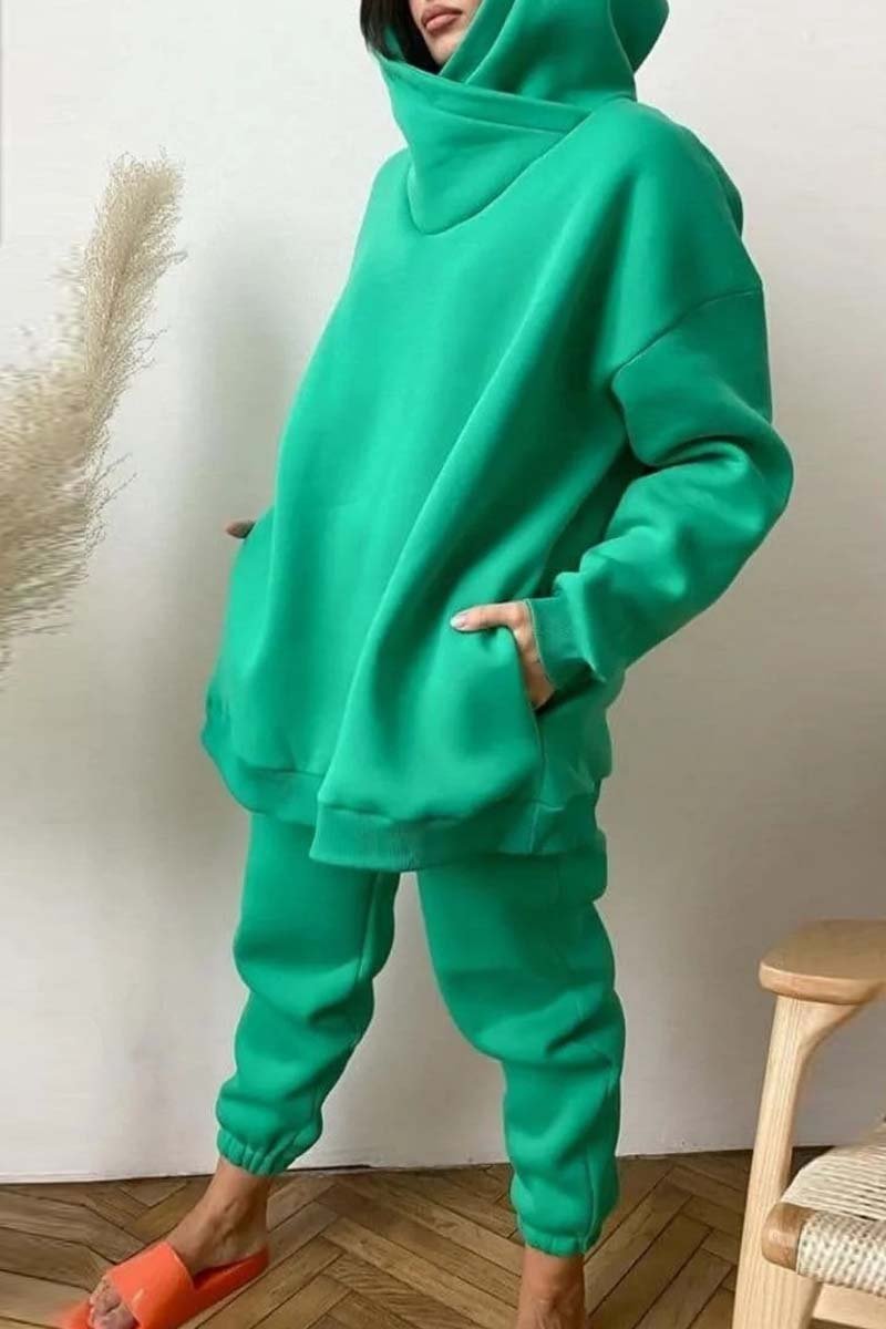 Women's fashionable casual sweatshirt two-piece set Green