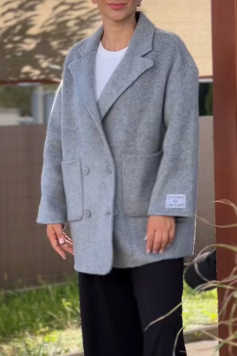 Women's Winter Coat with A Solid Color Lapel grey