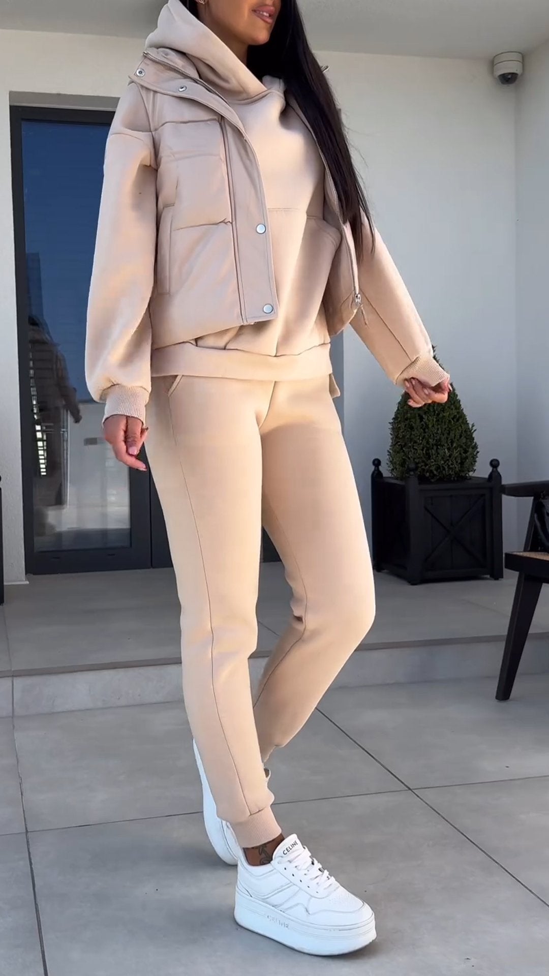 Women's Hooded Long-sleeved Casual Sweatshirt Suit