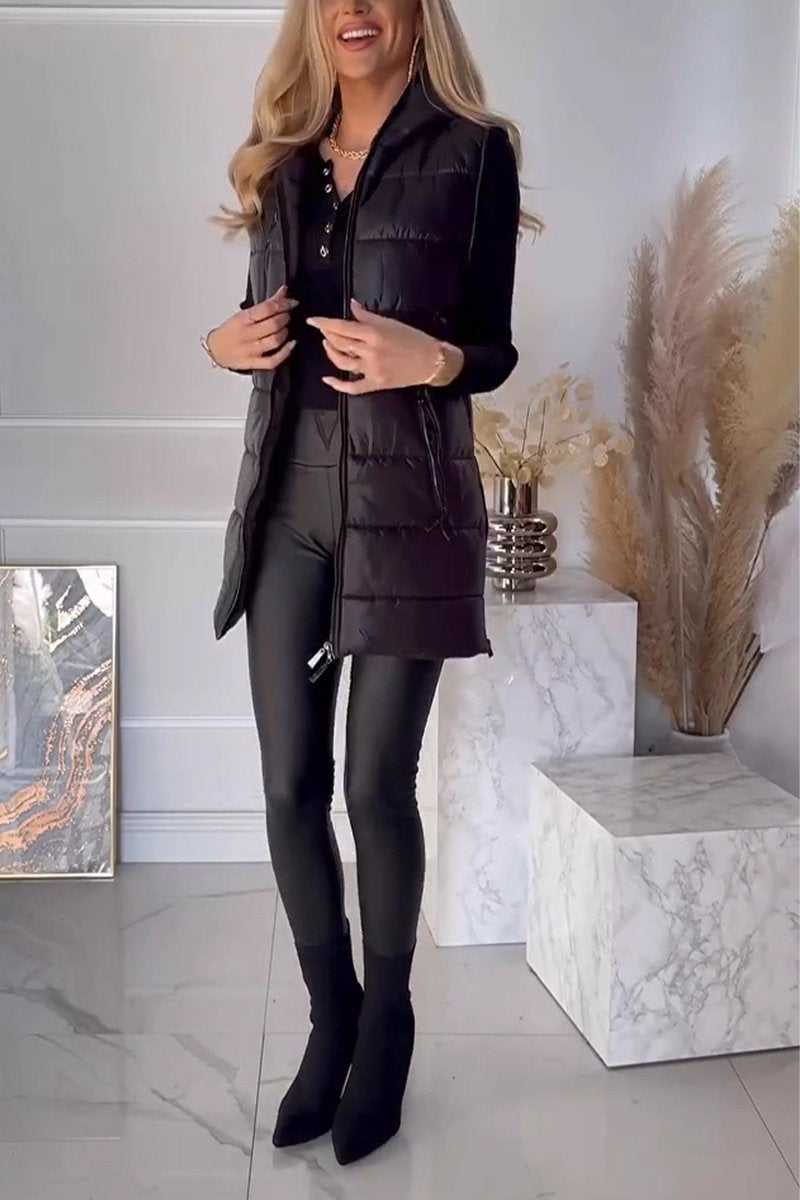 Women's Casual Hooded Solid Color Vest Cotton Jacket