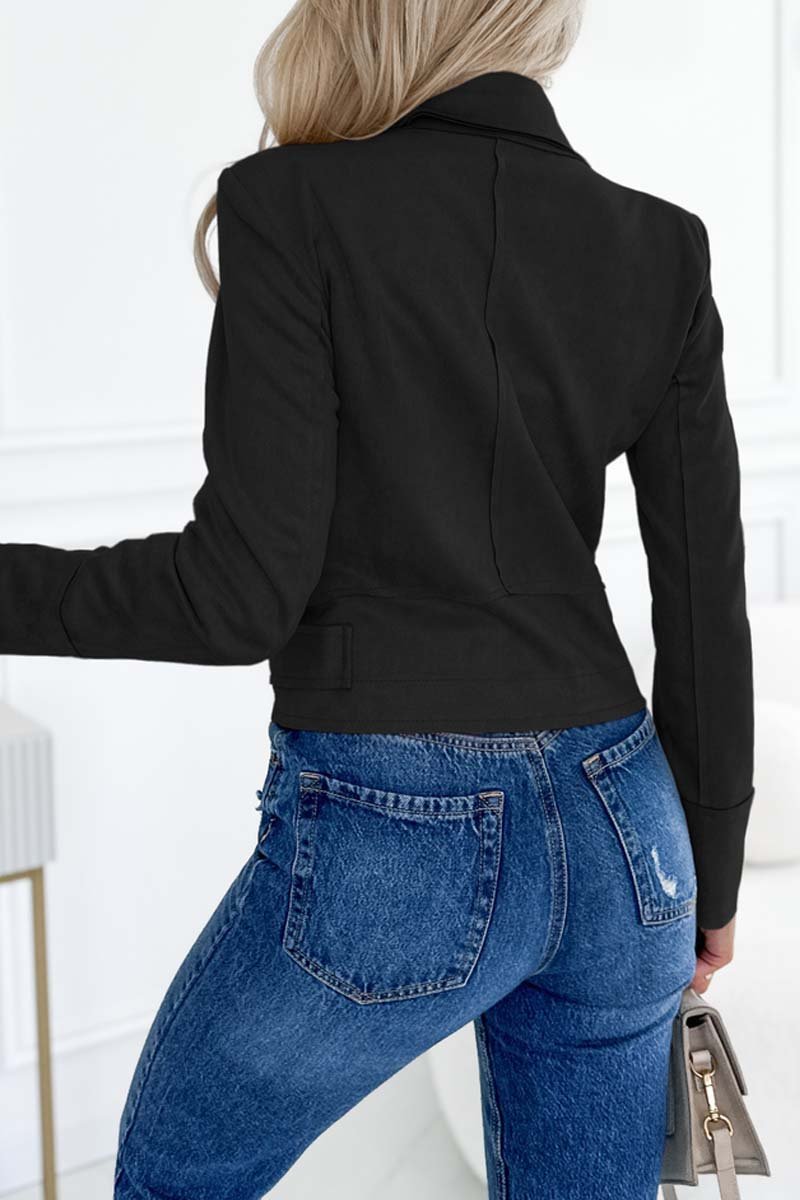 Women's Fashion Zipper Lapel Jacket