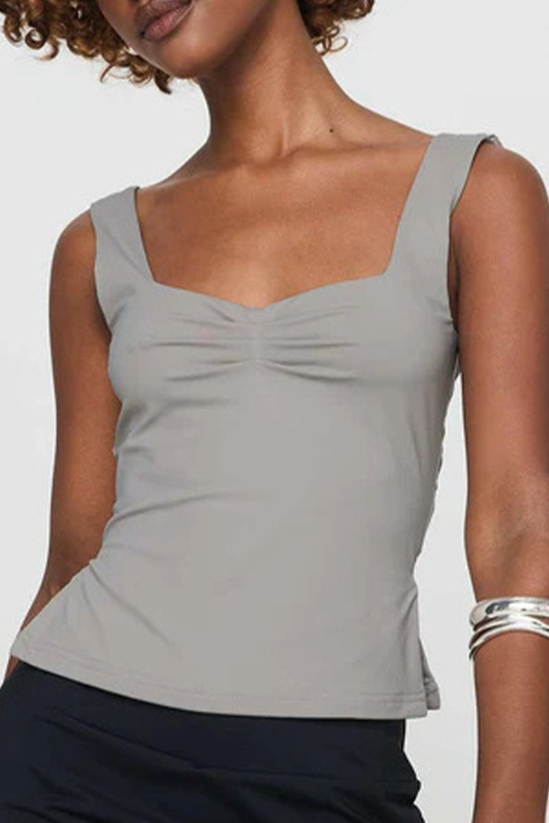 Women's Casual Sleeveless Backless Camisole T-shirt gray