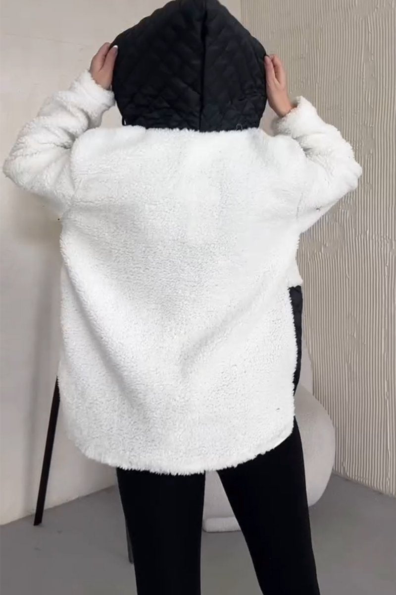 Women's Casual Solid Plush Patchwork Coat