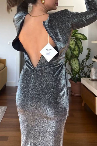 Women's V-neck Waist Sequined Dress