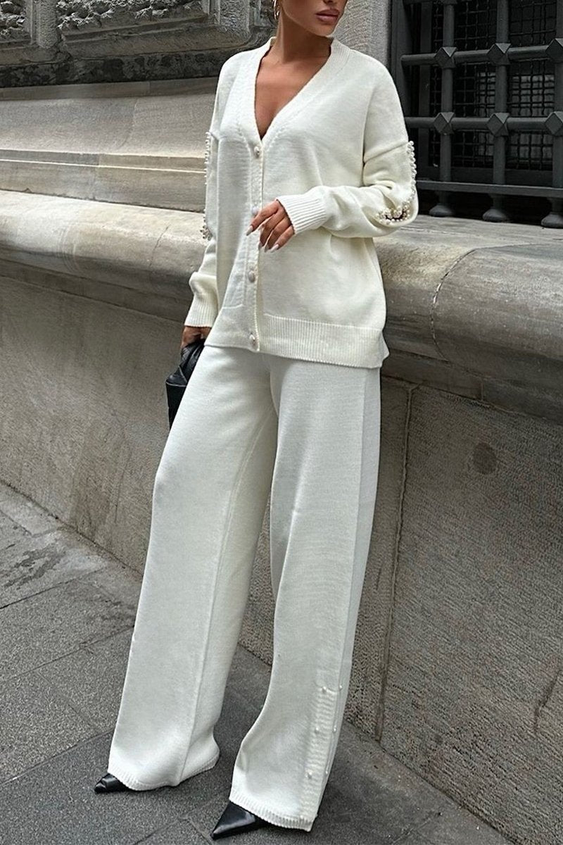 Women's Casual V-neck Long-sleeved Two-piece Suit