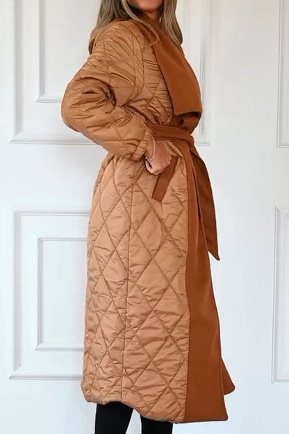 Women's Lapel Long Sleeve Patchwork Coat