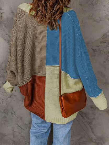 Women's Casual Colorblock Knitted Cardigan