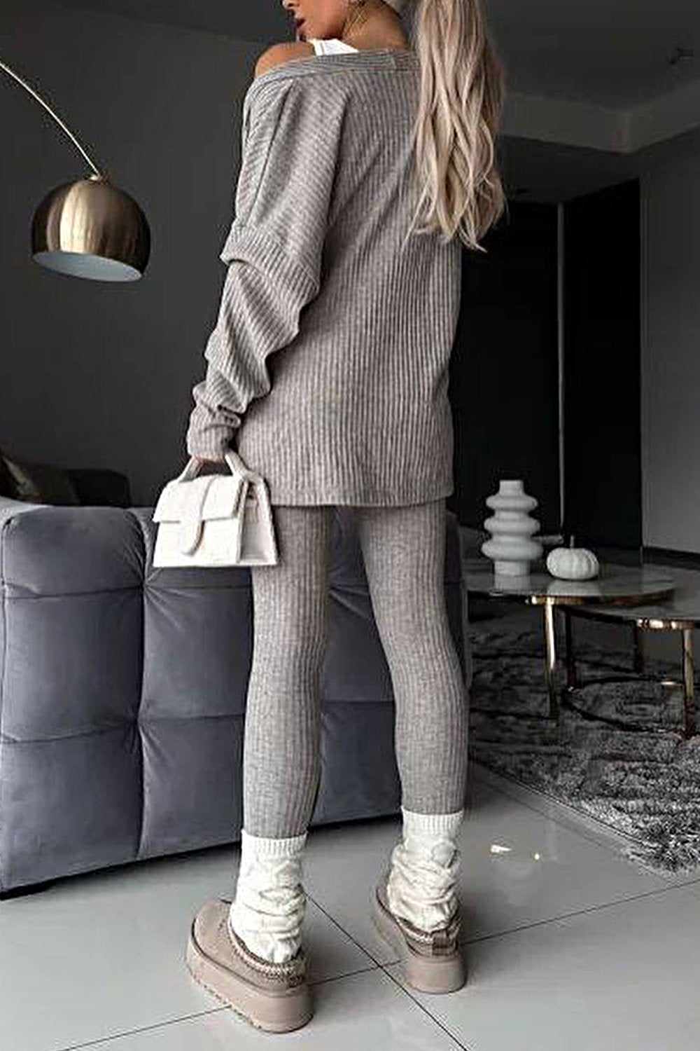 Women's Sweater Cardigan & Stretch Pants Two-piece Set