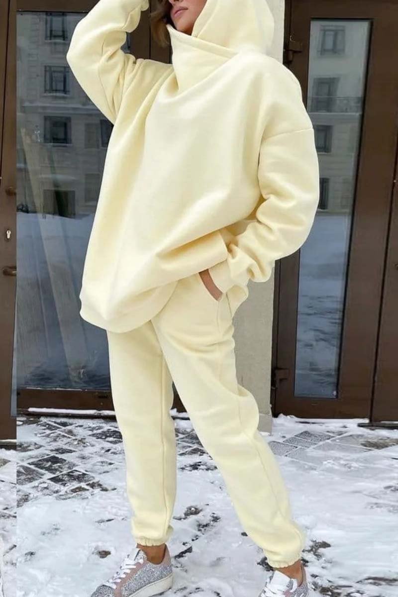 Women's fashionable casual sweatshirt two-piece set Yellow