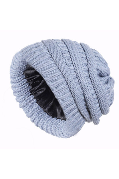 Women's Autumn and Winter Warm Thick Knitted Hat light gray One size