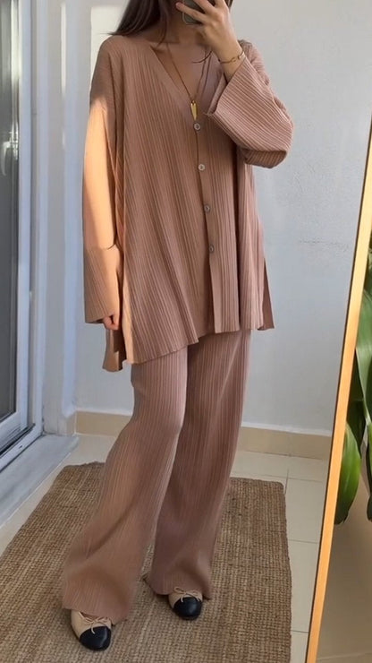 Women's Breasted Loose Casual Knit Suit