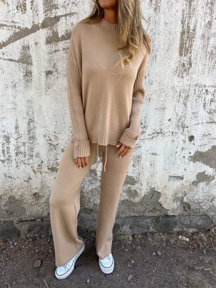 Casual Round Neck Long Sleeve Two Piece Suit