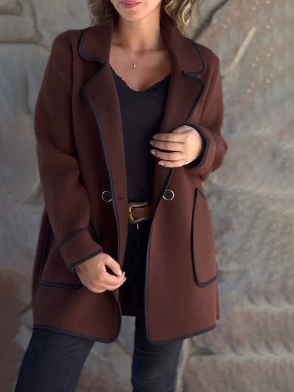 Women's Contrast Color Casual Jacket Brown