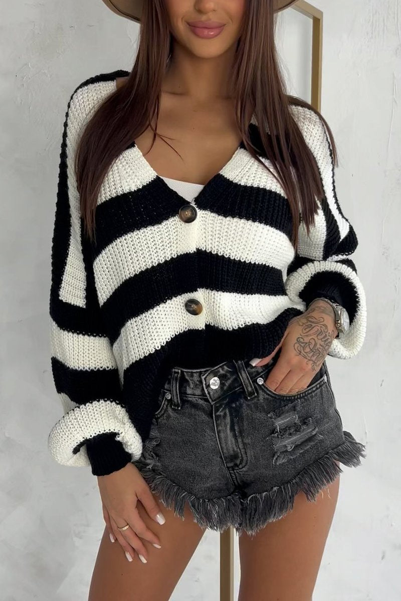 Women's Casual V-neck Contrasting Sweater