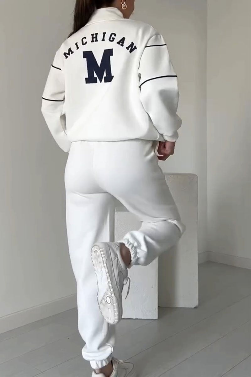 Women's Casual Letter M Long Sleeve Two Piece Set