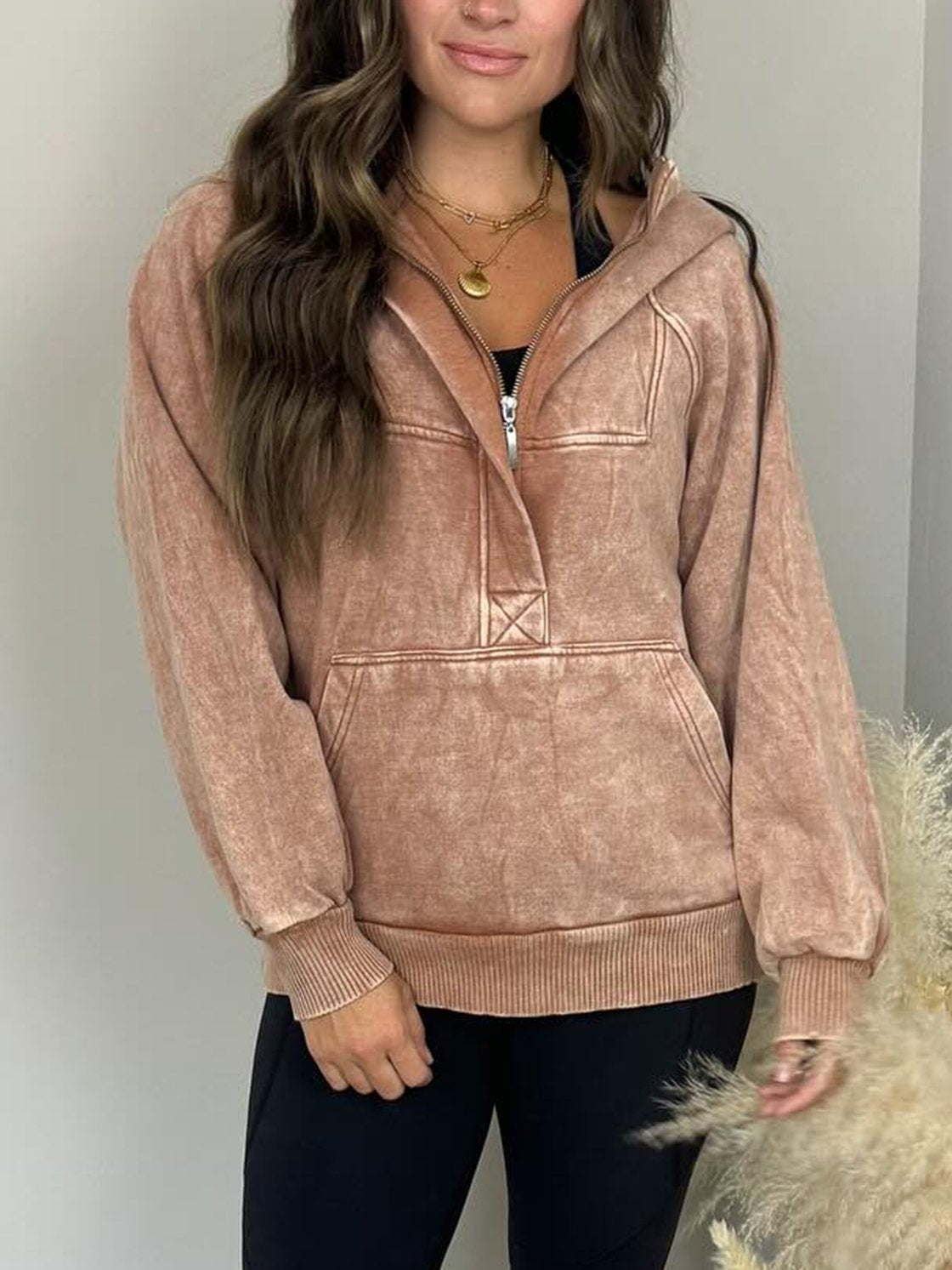 Women's Casual Pocket Hooded Sweatshirt Caramel