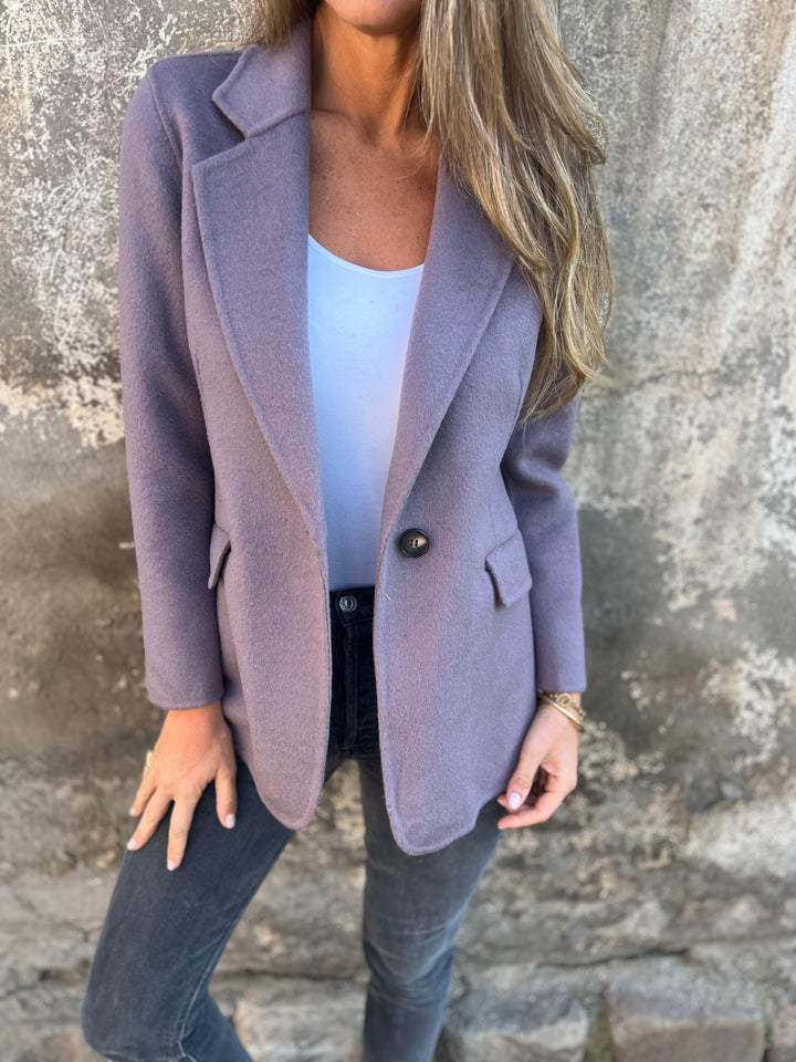 Women's Lapel Long Sleeve Casual Jacket purple