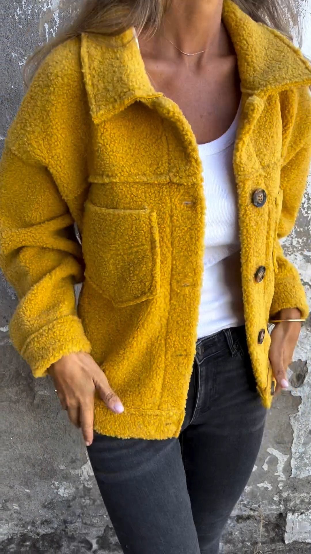 Casual Lapel Lambswool Coat