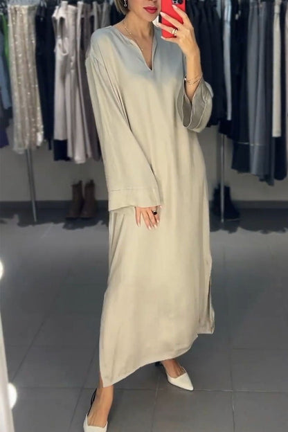 Women's Solid Color Casual Long Sleeve Dress