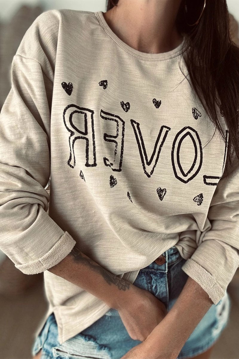 Women's Casual LOVER Printed Long-sleeved Sweatshirt