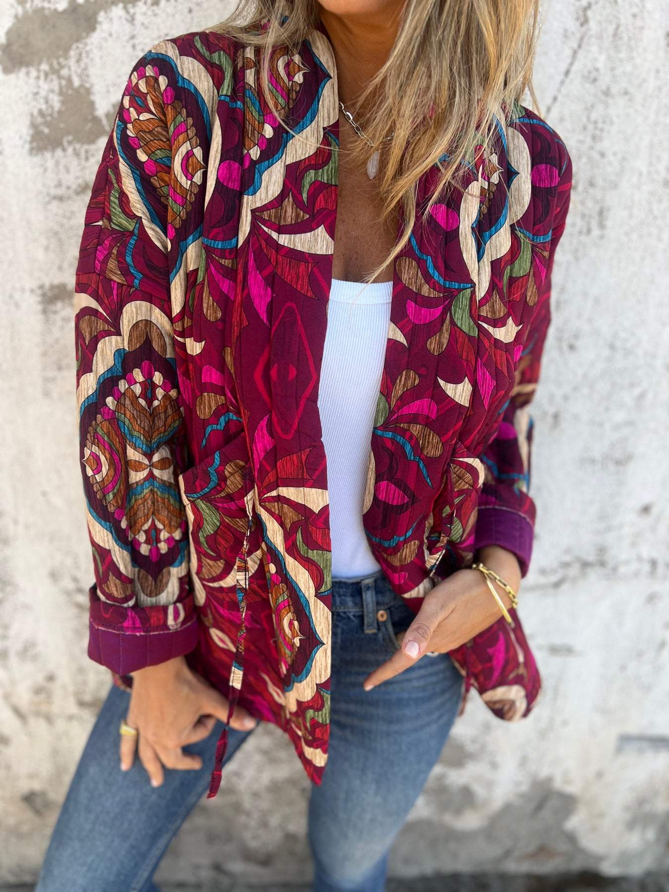 Women's Printed Long Sleeve Cardigan