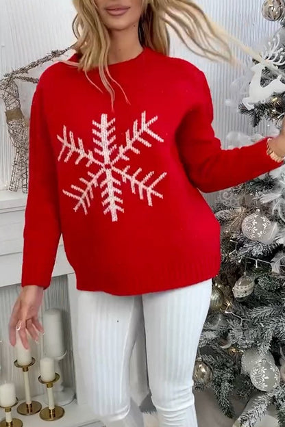 Women's Casual Christmas Pullover Sweater red