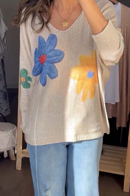 Women's Casual Floral Crochet Thin Sweater