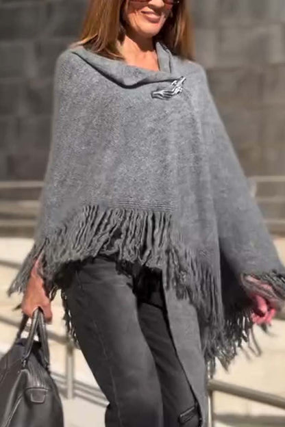 Women's casual comfortable loose shawl sweater Gray