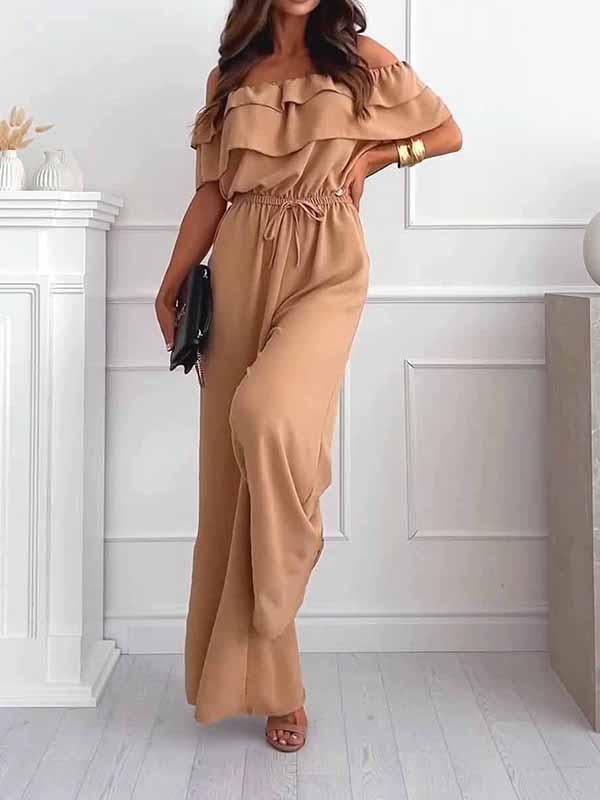 Women's One Shoulder Solid Color Jumpsuit