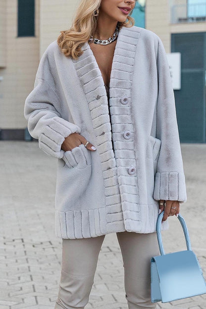 Women's Casual V-neck Single-breasted Wool Coat