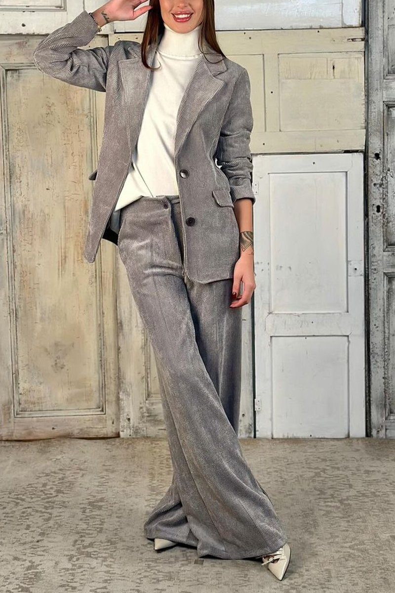 Women's Casual Lapel Corduroy Two-piece Suit