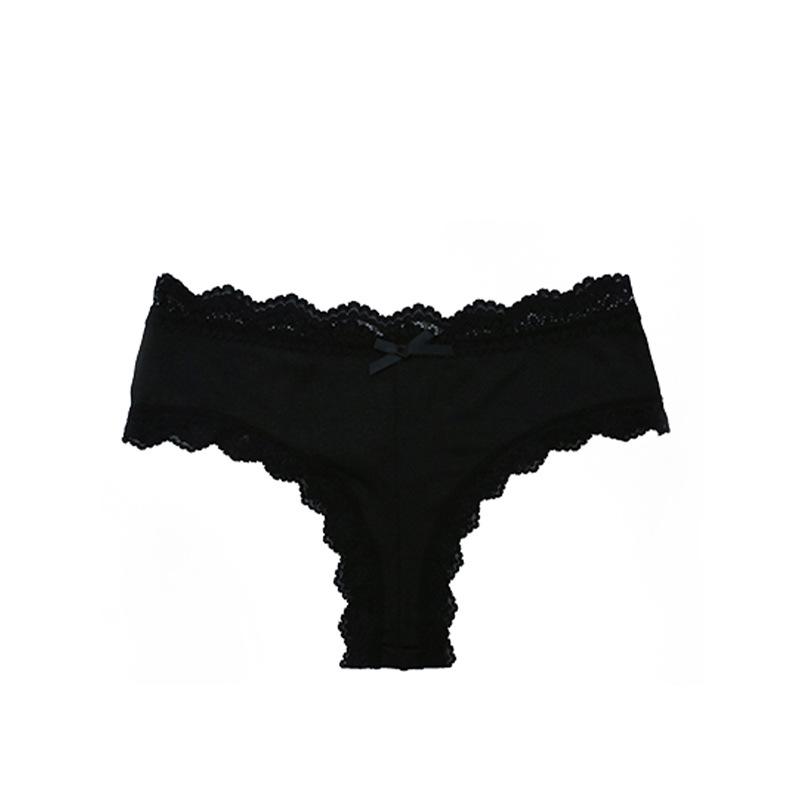 Women's Lace Mid-waist Comfortable High Bow Panties black