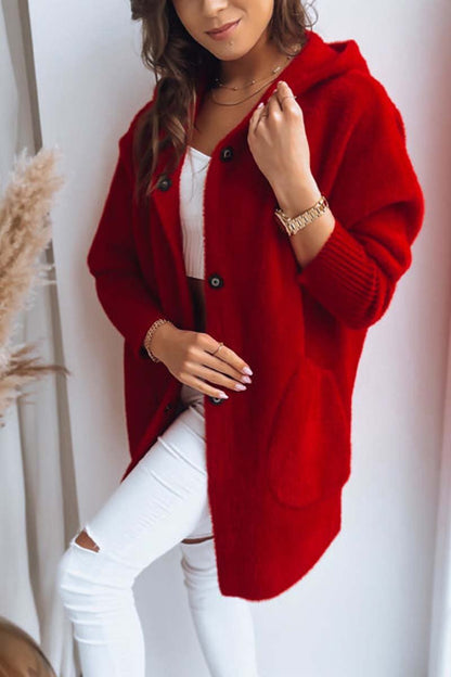 Women's Casual Loose Dolman Sleeve Plush Hooded Coat