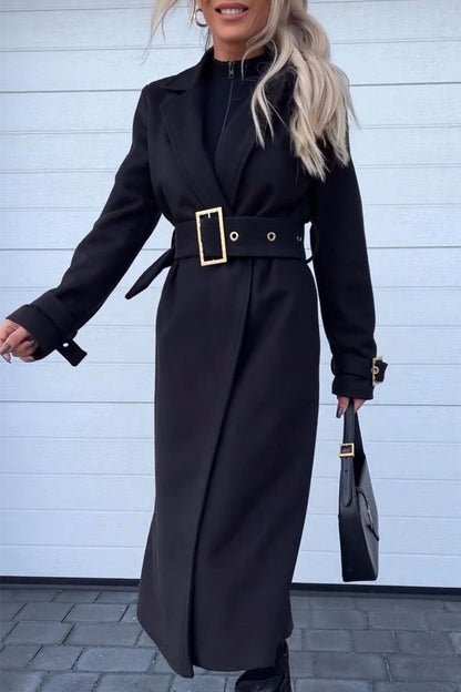 Women's Lapel Long-sleeved Trench Coat